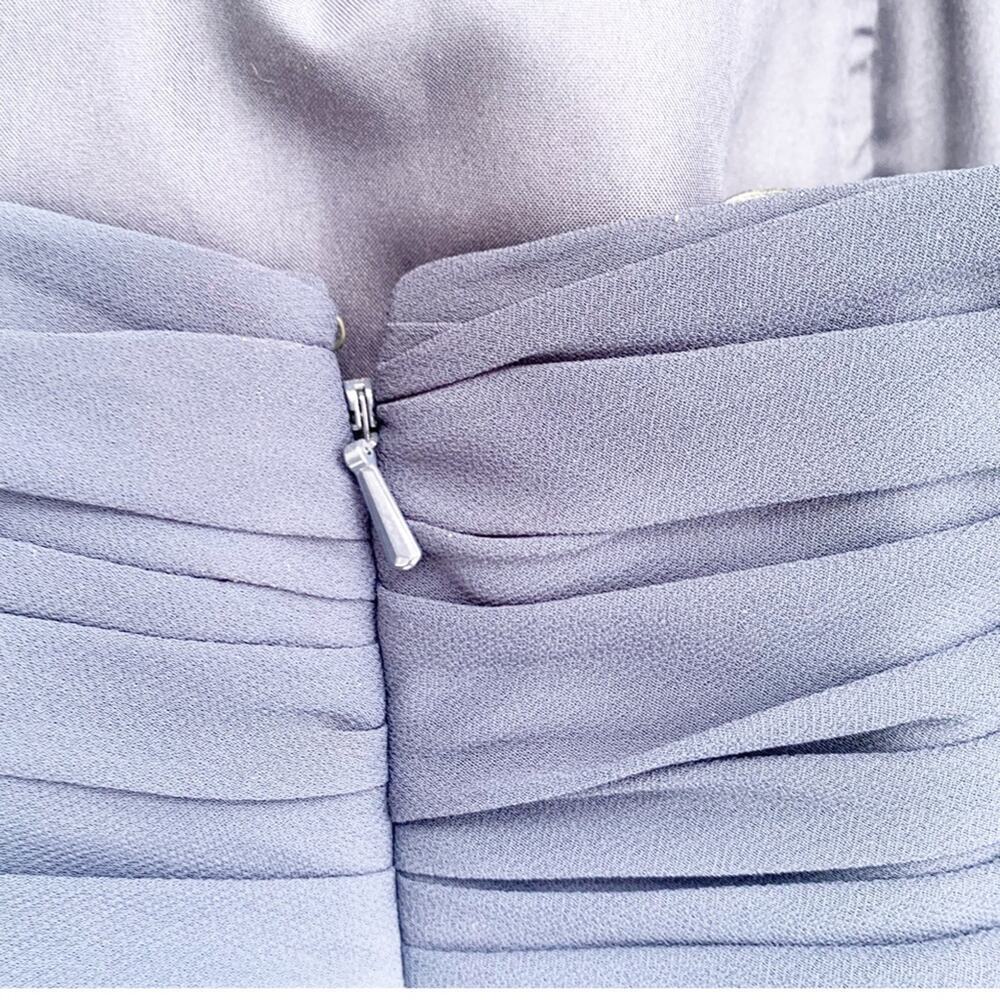 Bill Levkoff Chiffon Short Strapless Dress Sweetheart Neckline Navy 6 Bridesmaid - Picture 11 of 12